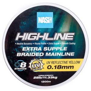 Nash splétaná šňůra highline extra supple braid uv yellow 1200 m - 0