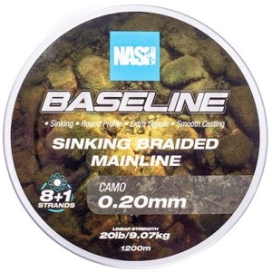 Nash splétaná šňůra baseline sinking braid camo 1200 m - 0