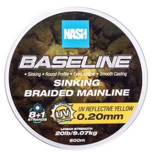 Nash splétaná šňůra baseline sinking braid uv yellow 600 m - 0