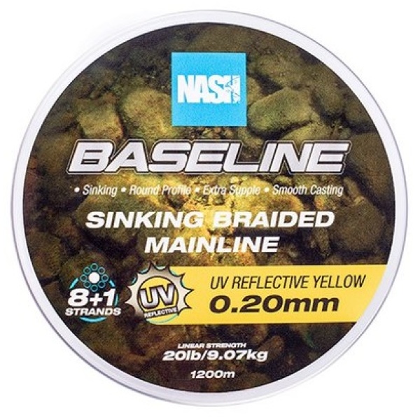 Nash splétaná šňůra baseline sinking braid uv yellow 1200 m - 0