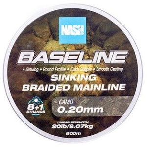 Nash splétaná šňůra baseline sinking braid camo 600 m - 0