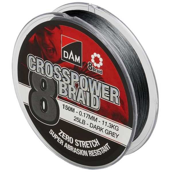 Dam splétaná šňůra crosspower 8  braid dark grey 150 m - 0