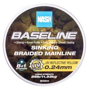 Nash splétaná šňůra baseline sinking braid uv yellow 600 m - 0