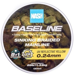 Nash splétaná šňůra baseline sinking braid uv yellow 1200 m - 0