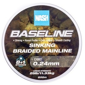 Nash splétaná šňůra baseline sinking braid camo 600 m - 0