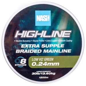 Nash splétaná šňůra highline extra supple braid green 1200 m - 0