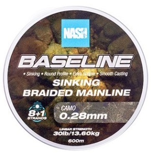 Nash splétaná šňůra baseline sinking braid camo 600 m - 0