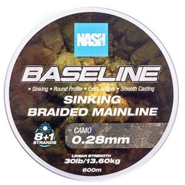 Nash splétaná šňůra baseline sinking braid camo 600 m - 0