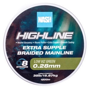 Nash splétaná šňůra highline extra supple braid green 1200 m - 0