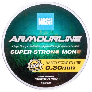 Nash vlasec armourline super strong mono uv yellow 1000 m - 0