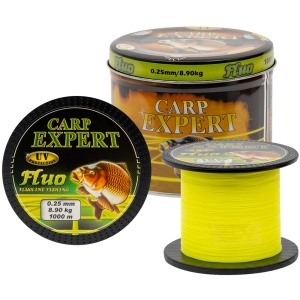 Carp expert vlasec v plechové doze uv fluo žlutý 1000 m - 0