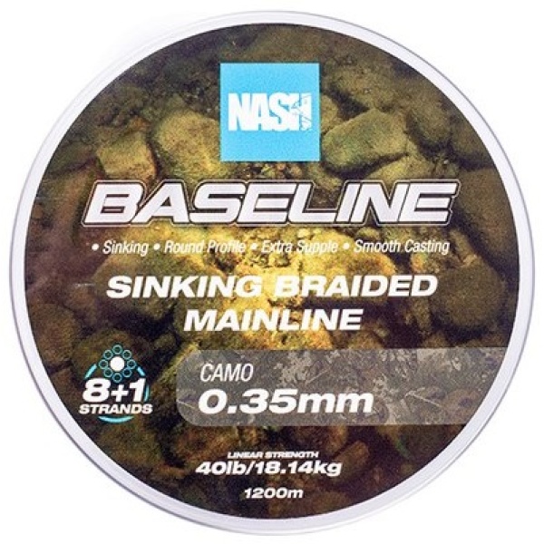 Nash splétaná šňůra baseline sinking braid camo 1200 m - 0