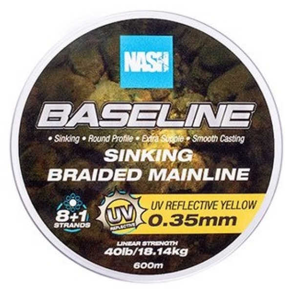 Nash splétaná šňůra baseline sinking braid uv yellow 600 m - 0