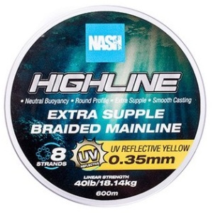 Nash splétaná šňůra highline extra supple braid uv yellow 600 m - 0