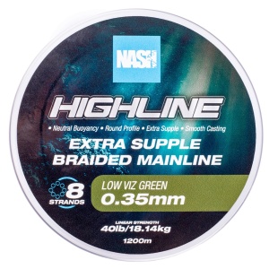 Nash splétaná šňůra highline extra supple braid green 1200 m - 0