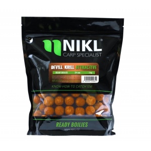 Nikl hotové boilie attractive devill krill - 1 kg 15 mm