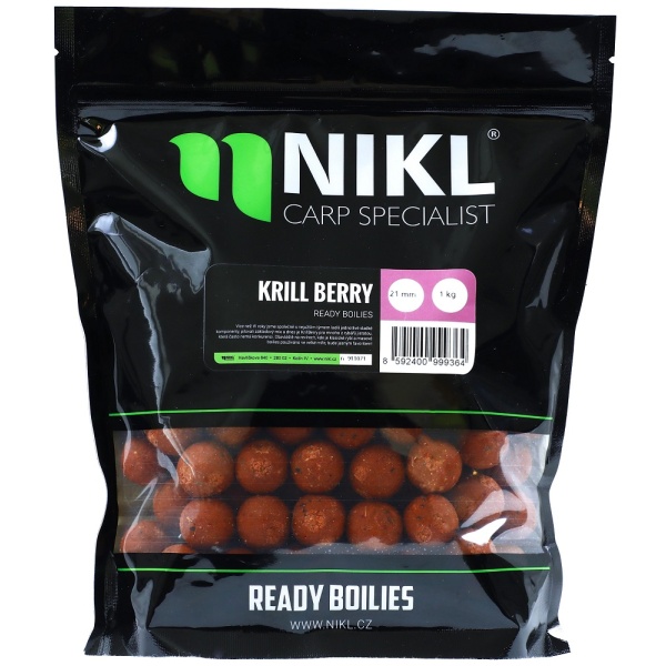 Nikl hotové boilie krillberry ready - 1 kg 18 mm