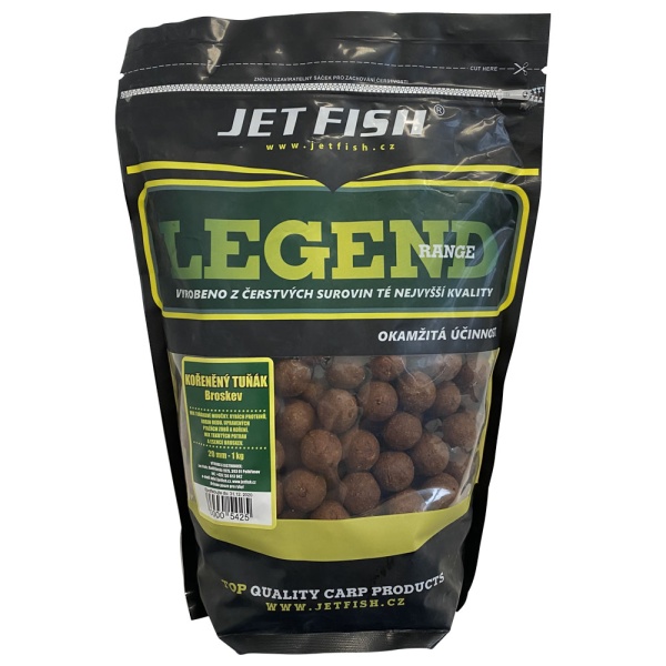 Jet fish boilie legend kořeněný tuňák + a.c. broskev-1 kg 20 mm