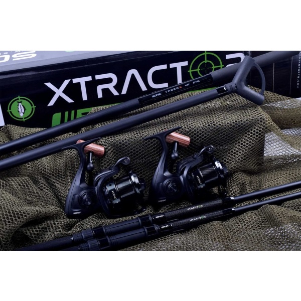 Sonik Pruty s navijáky a podběrákem Xtractor 2 Rod Carp Kit 9' 2