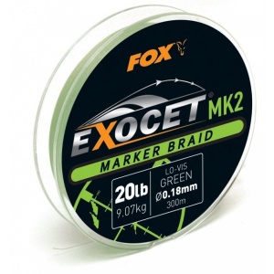 Fox splétaná šňůra exocet mk2 marker braid 300 m green průměr 18 mm / nosnost 9