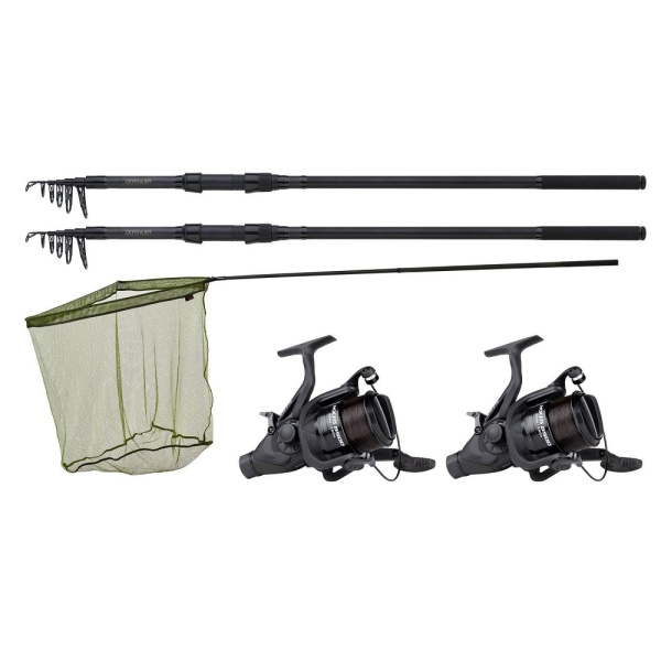 Jrc set prutů defender 2 rod kit 1+1 + 2 navijáky mitchell mx1 6500 + podběrák 38"