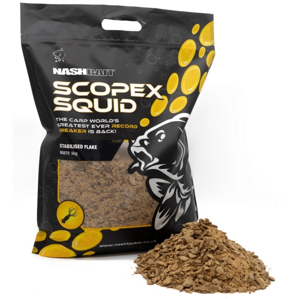 Nash drcené boilie scopex squid stabilised flake 5 kg