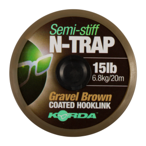 Korda návazcová šňůrka n-trap semi stiff gravel brown 20 m - 15 lb