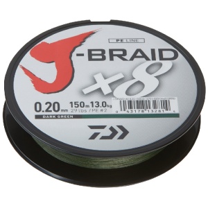 Daiwa splétaná šňůra j-braid dark green 150 m-průměr 0