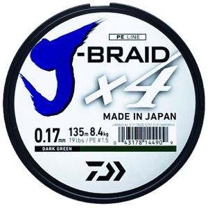 Daiwa splétaná šňůra j-braid 4 žlutá 135 m-průměr 0