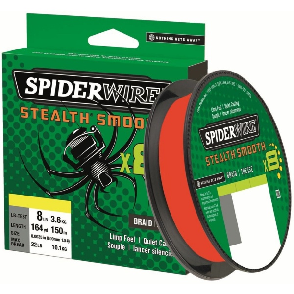 Spiderwire splétaná šňůra stealth smooth 8 červená 150 m - 0