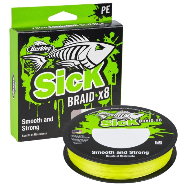 Berkley splétaná šňůra sick braid hi-vis žlutá 150 m - 0