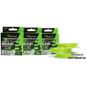 Intech first splétaná šňůra braided line braid x8 green 150 m - 0