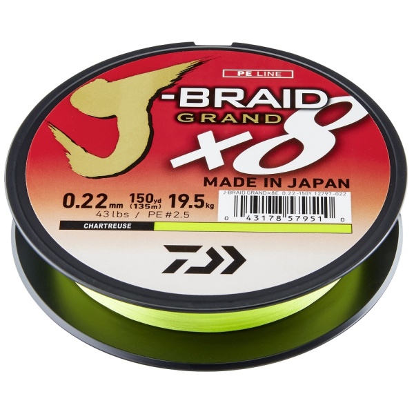 Daiwa splétaná šňůra j-braid grand x8e zelená 270 m - 0