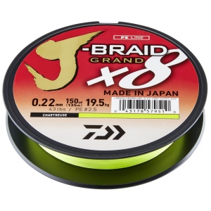 Daiwa splétaná šňůra j-braid grand x8e zelená 135 m - 0