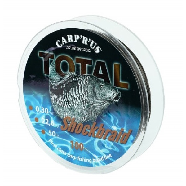 Carp´r´us splétaná šňůra total shock braid 100 m hnědá - průměr 0