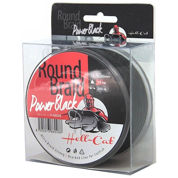 Hell-cat splétaná šňůra round braid power black 200 m-průměr 0