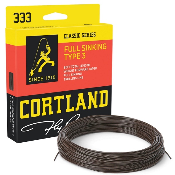 Cortland muškařská šňůra 333 classic full sinking type 3 brown fresh salt 90 ft - wf6s