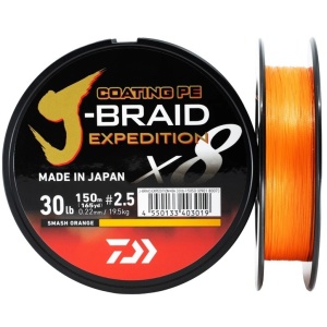 Daiwa splétaná šnůra j-braid exped. x8e 3000m smash orange - 0