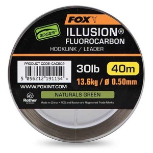 Fox fluorocarbon edges illusion hooklink/leader naturals green 40 m - 0