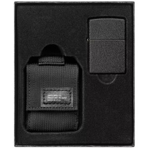 Zippo sada taktické pouzdro černé + zippo zapalovač 26075 black crackle