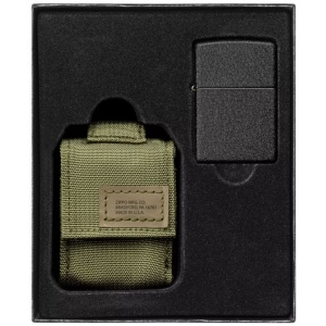 Zippo sada taktické pouzdro zelené + zippo zapalovač 26075 black crackle